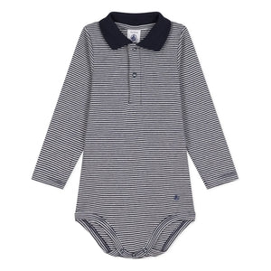 Petit Bateau - Çizgili органik pamuklu polo body | Lacivert