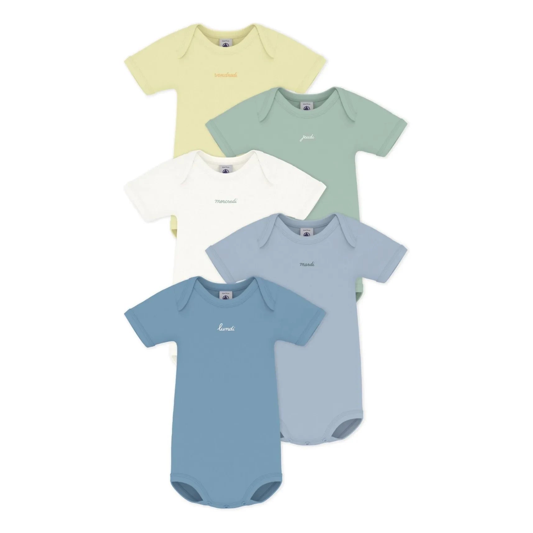 Petit Bateau - Batch 5 Organik Pamuk Weekly Bodysuit Batch | Mavi