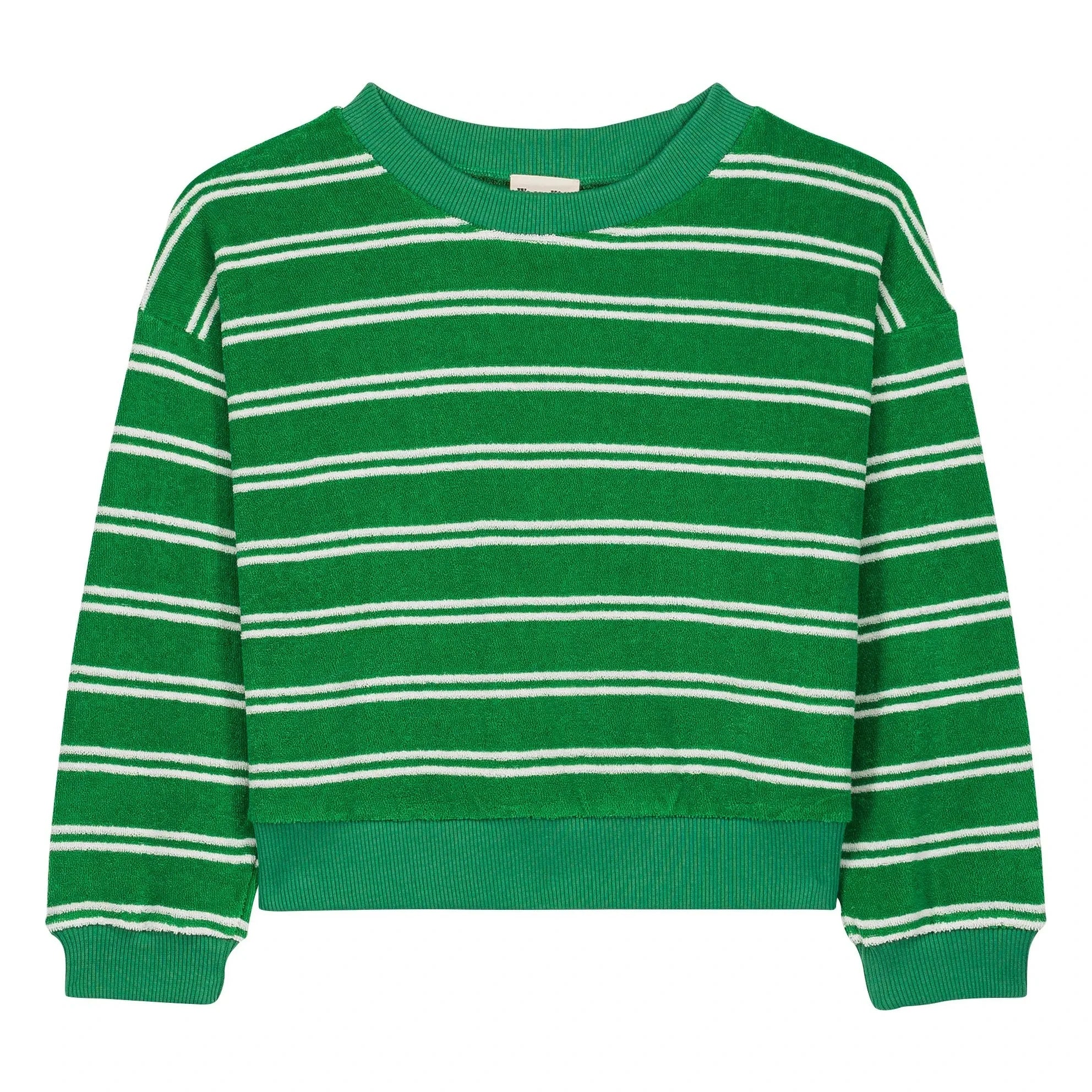 We Are Kids - Nat gestreiftes Bio-Baumwoll-Frottee-Sweatshirt | Grün