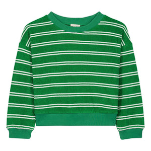 We Are Kids - Nat gestreiftes Bio-Baumwoll-Frottee-Sweatshirt | Grün