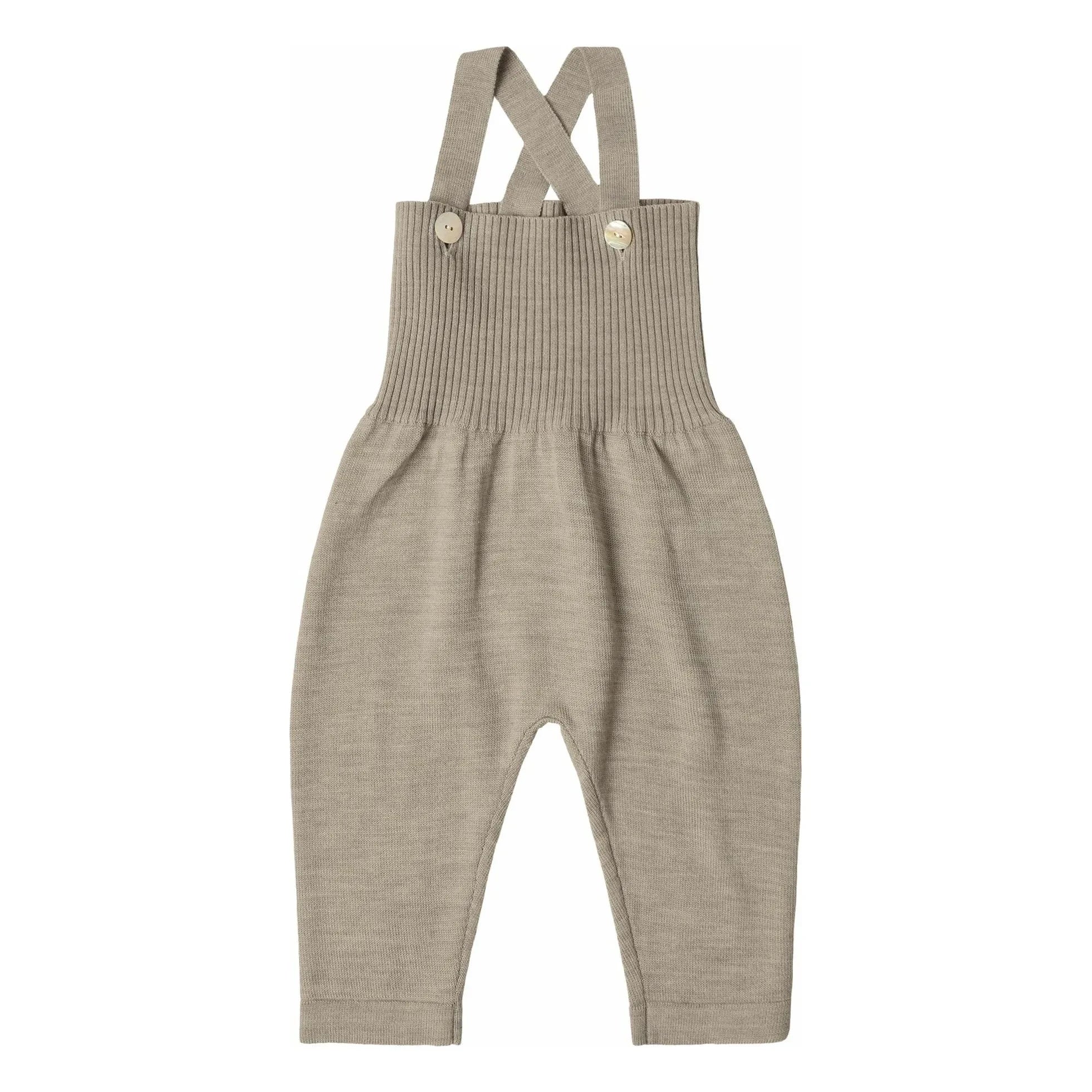 FUB - Merinowolle High-Waist-Latzhose | Heather Beige