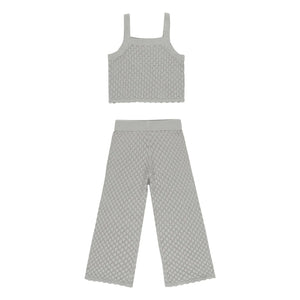 Rylee + Cru - Pointelle Oberteil und Hose Set | Grau