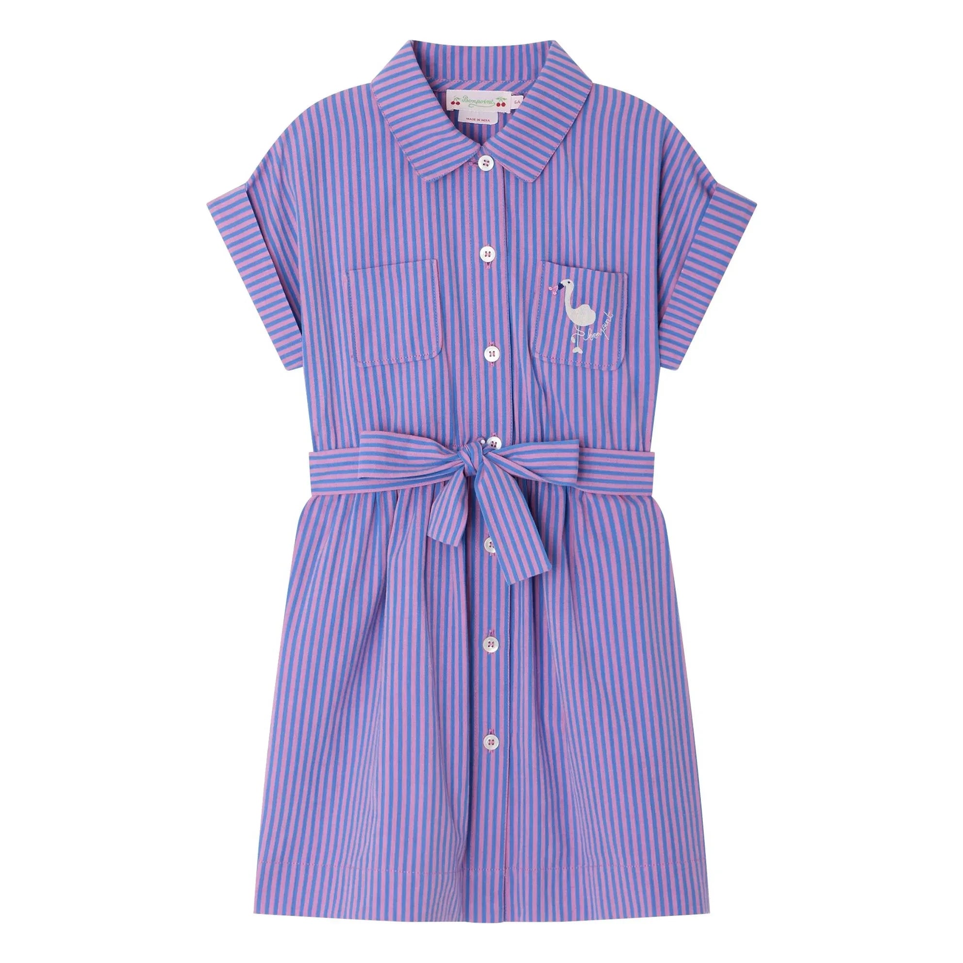 Bonpoint - Gisèle Gestreiftes Kleid aus Bio-Baumwolle | Mauve