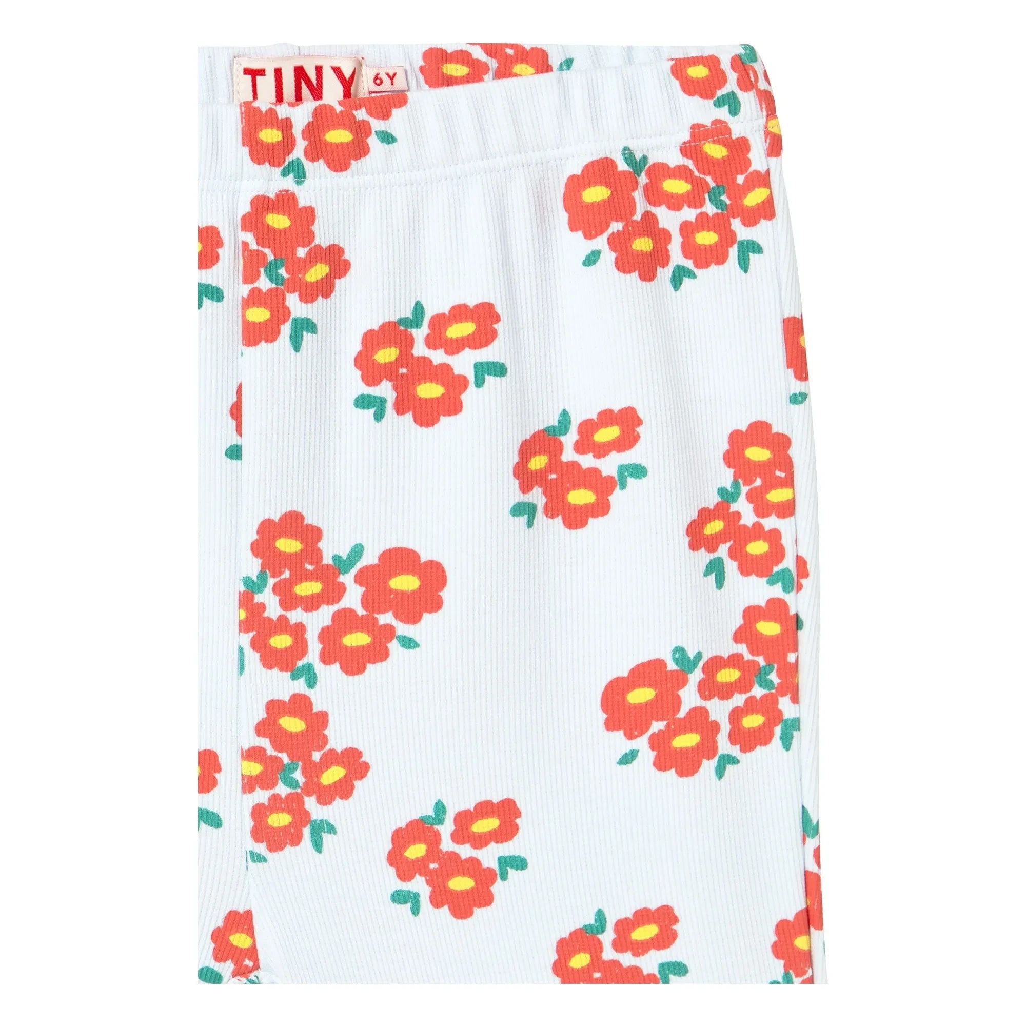 Tinycottons - Schlaghose aus geripptem Bio-Baumwolle mit Blumenmuster | Hellblau