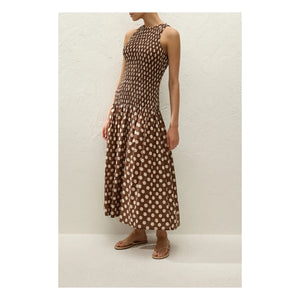 Faithfull the Brand – Luisa Baumwoll-Pünktchenkleid | Chocolate