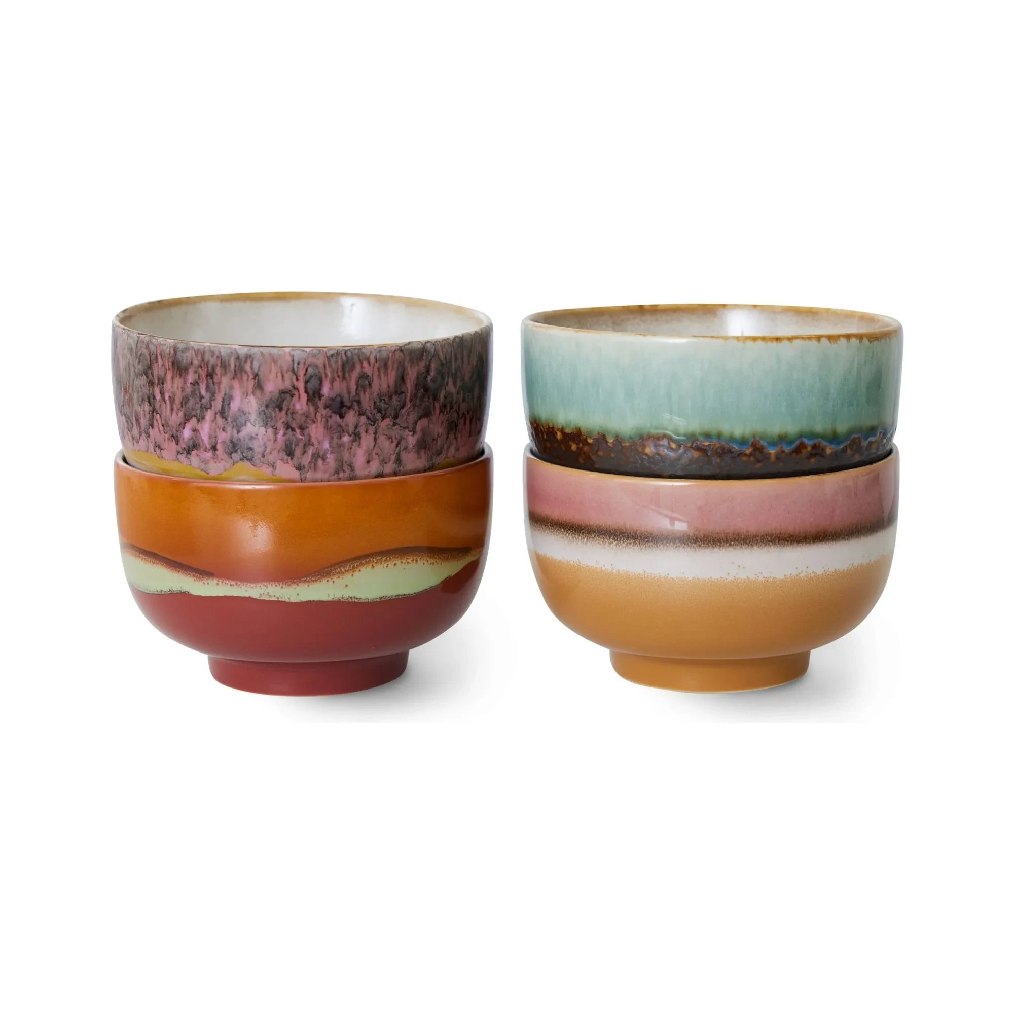 HKliving - Steingut Keramikschale - 4er-Set