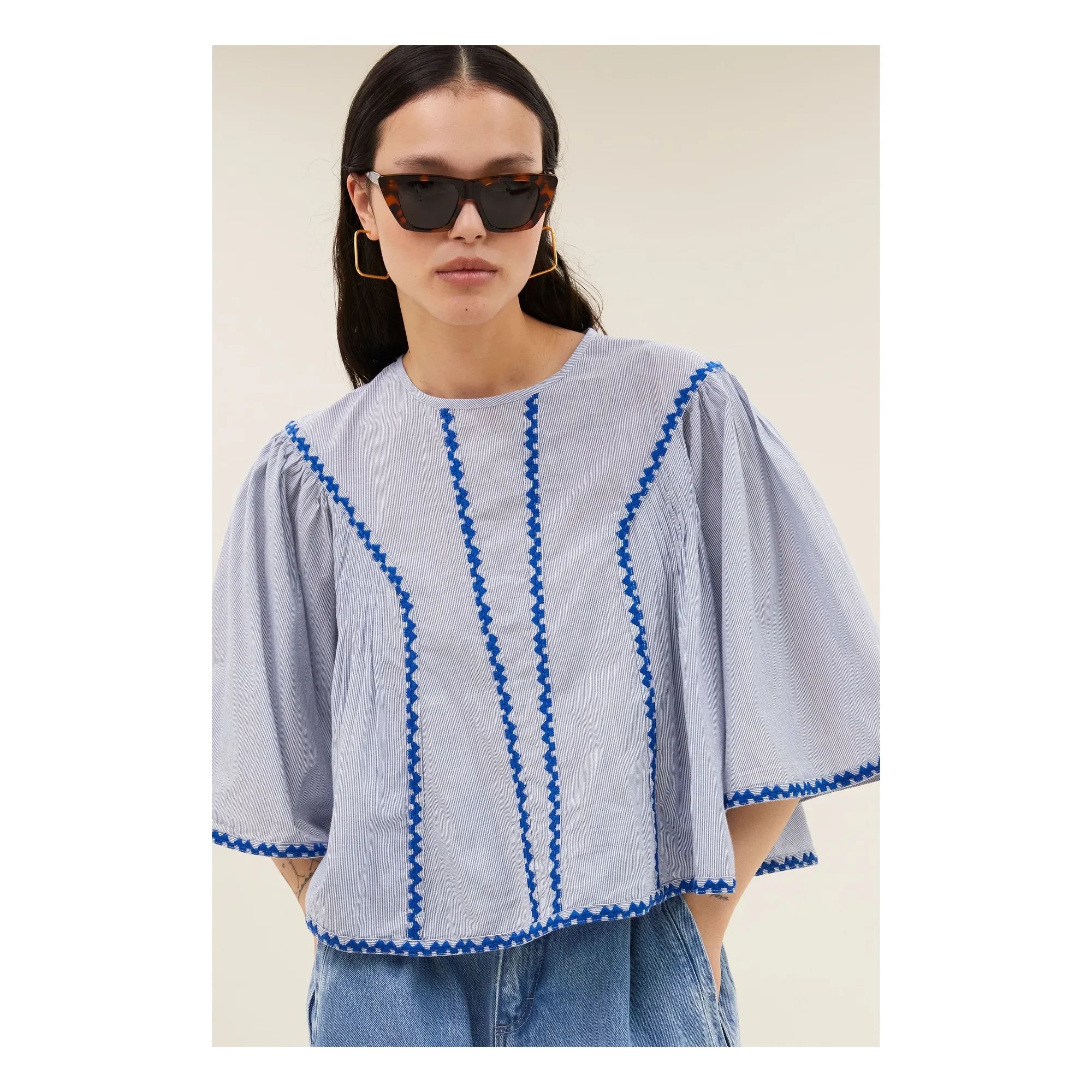 By Bar - Davin Bio-Baumwoll-Bluse | Blau