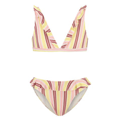 Beachlife - Gestreifter Badeanzug mit Schleife | Blassgelb