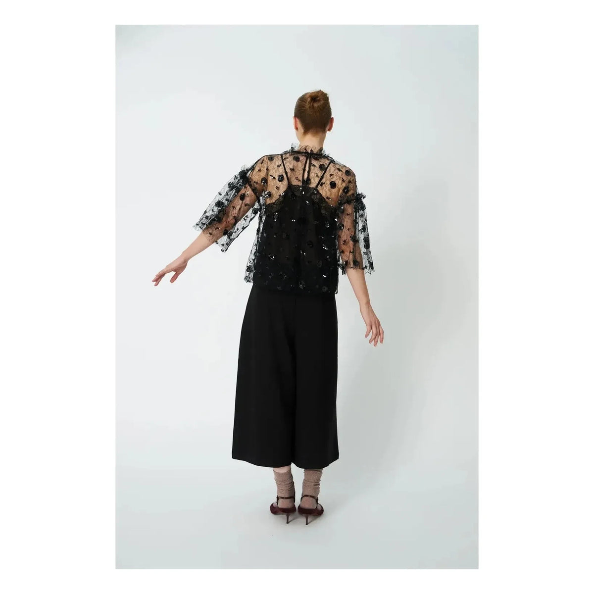 Stella Nova - Pailletten Bluse | Schwarz