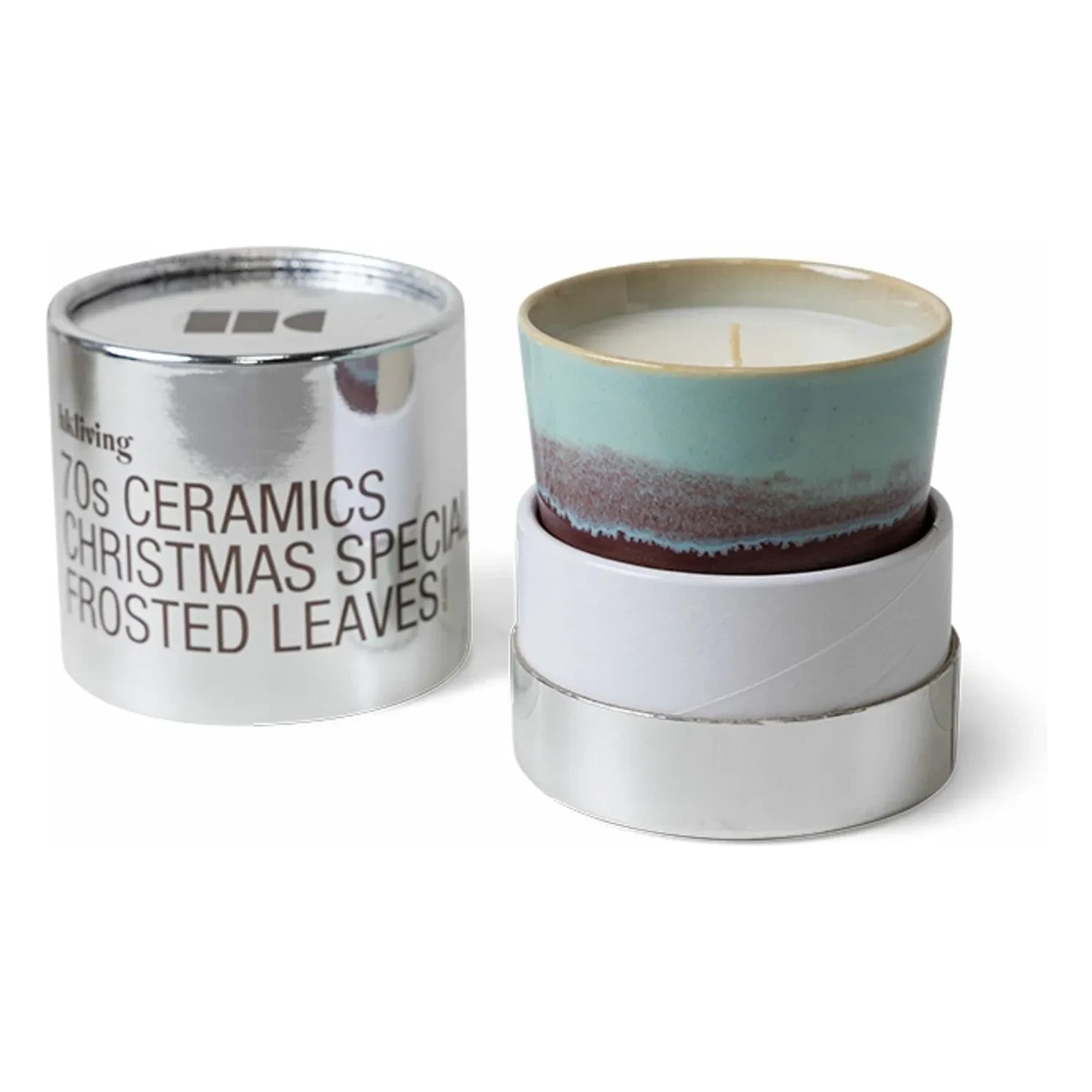 HKliving - Stoneware Kerze Frosted Leaves