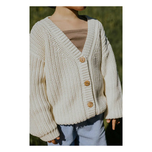 Yuki - Bio-Baumwoll-Dicke Strickjacke | Ecru