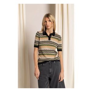 Smallable Woman - Selma gestreiftes Poloshirt | Eisbraun