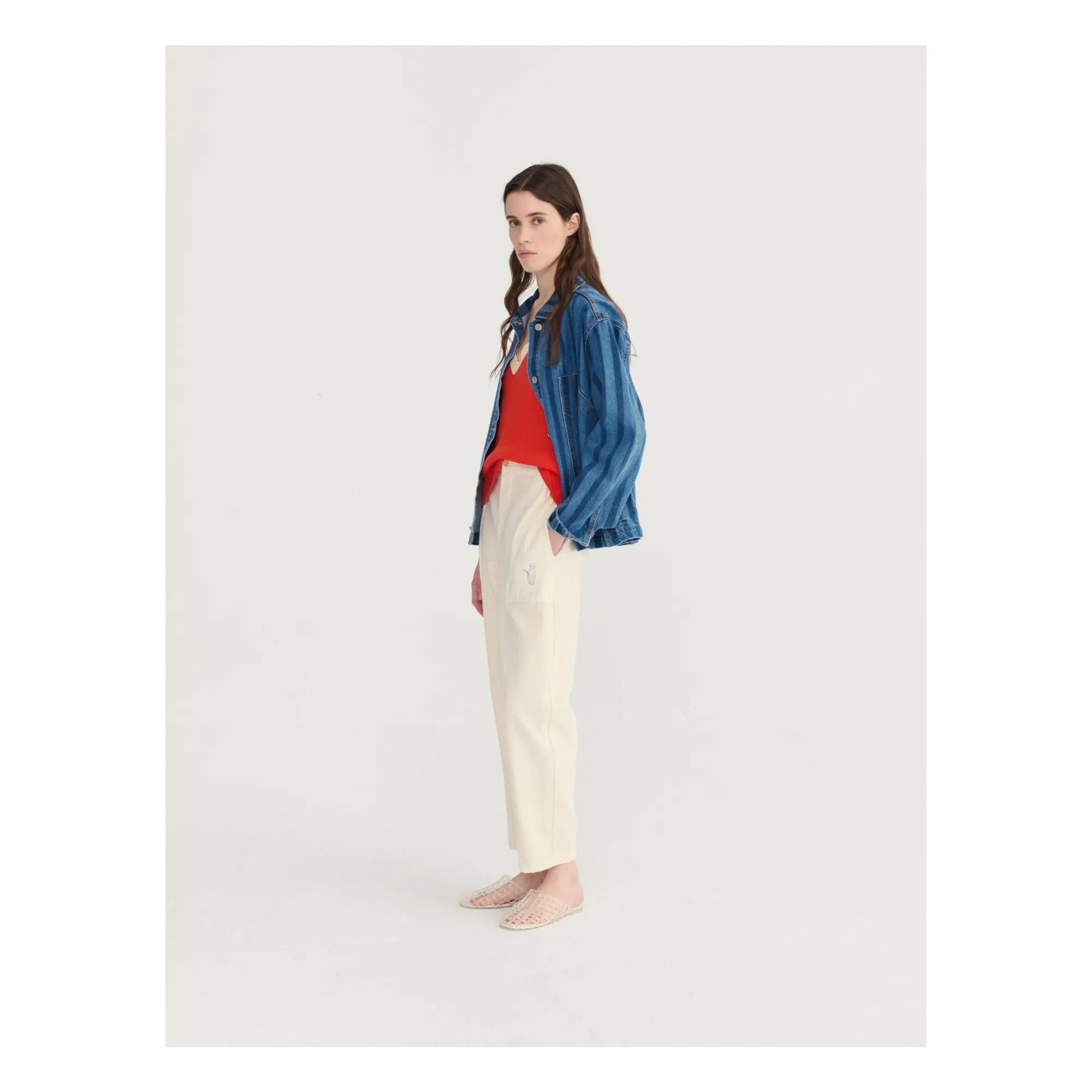 Bobo Choses - Blaue Jeansjacke mit Streifen aus Bio-Baumwolle