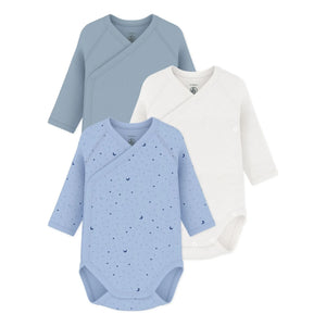 Petit Bateau - 3'lü Organik Pamuk Yıldız Desenli Body Seti | Mavi