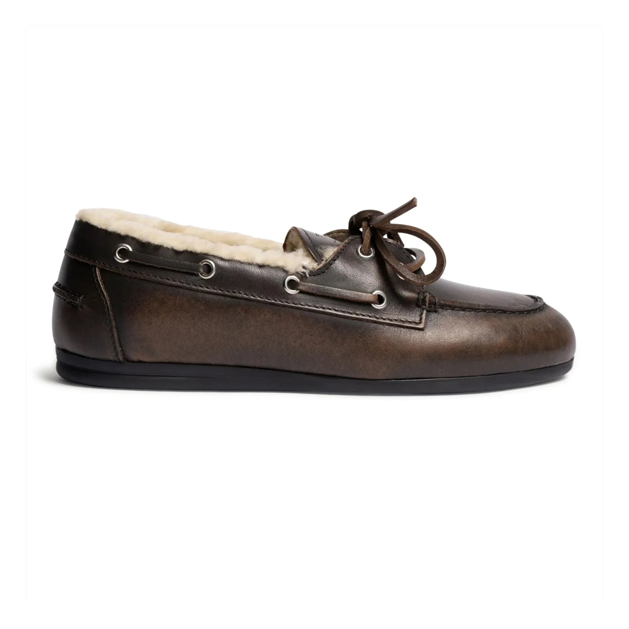 Posa - Leder- und Fell-Bootsschuhe | Braun
