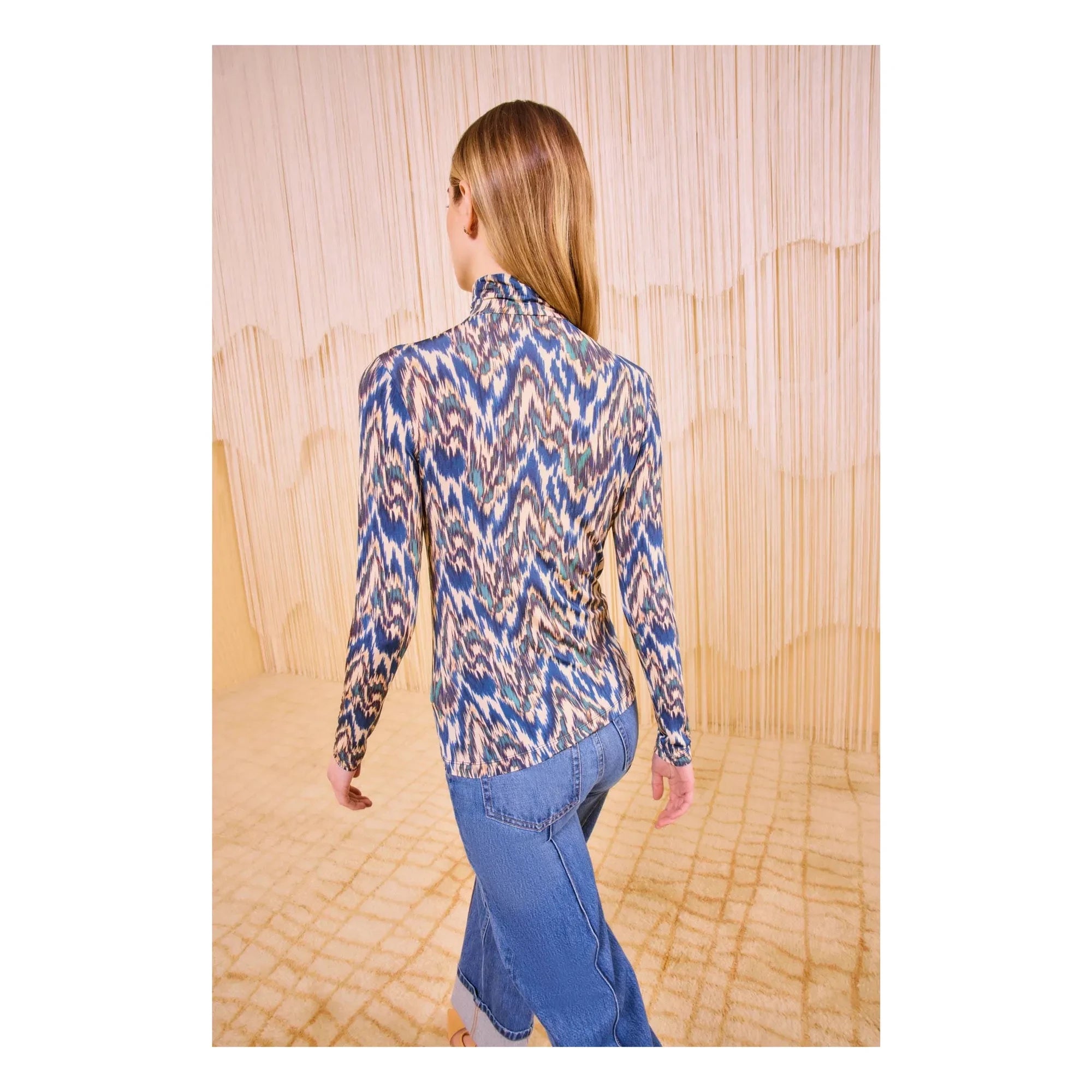 Ulla Johnson - Aurelia boğazlı T-shirt | Mavi