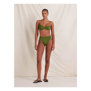 Peony - Olivine Jersey-Top aus recycelten Fasern | Olivgrün