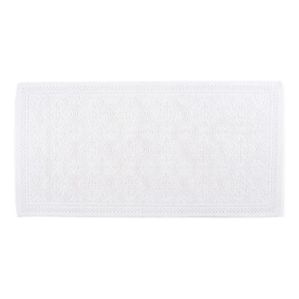 Haomy - Baumwoll-Badematte mit geprägtem Muster 55x110cm | Weiß