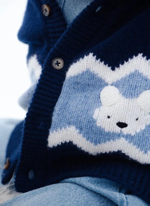 Donsje - Kwinten Polar Bear Cardigan aus Merinowolle | Marineblau