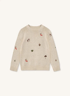 Fliink - Nova Cerises Organische Baumwolle Pullover | Ecru