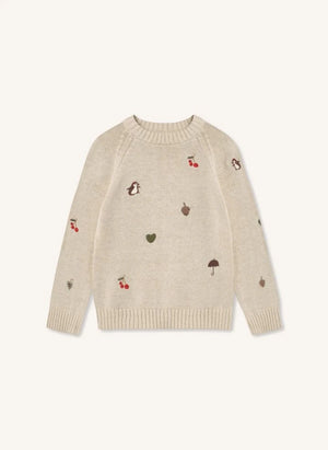Fliink - Nova Cerises Organische Baumwolle Pullover | Ecru