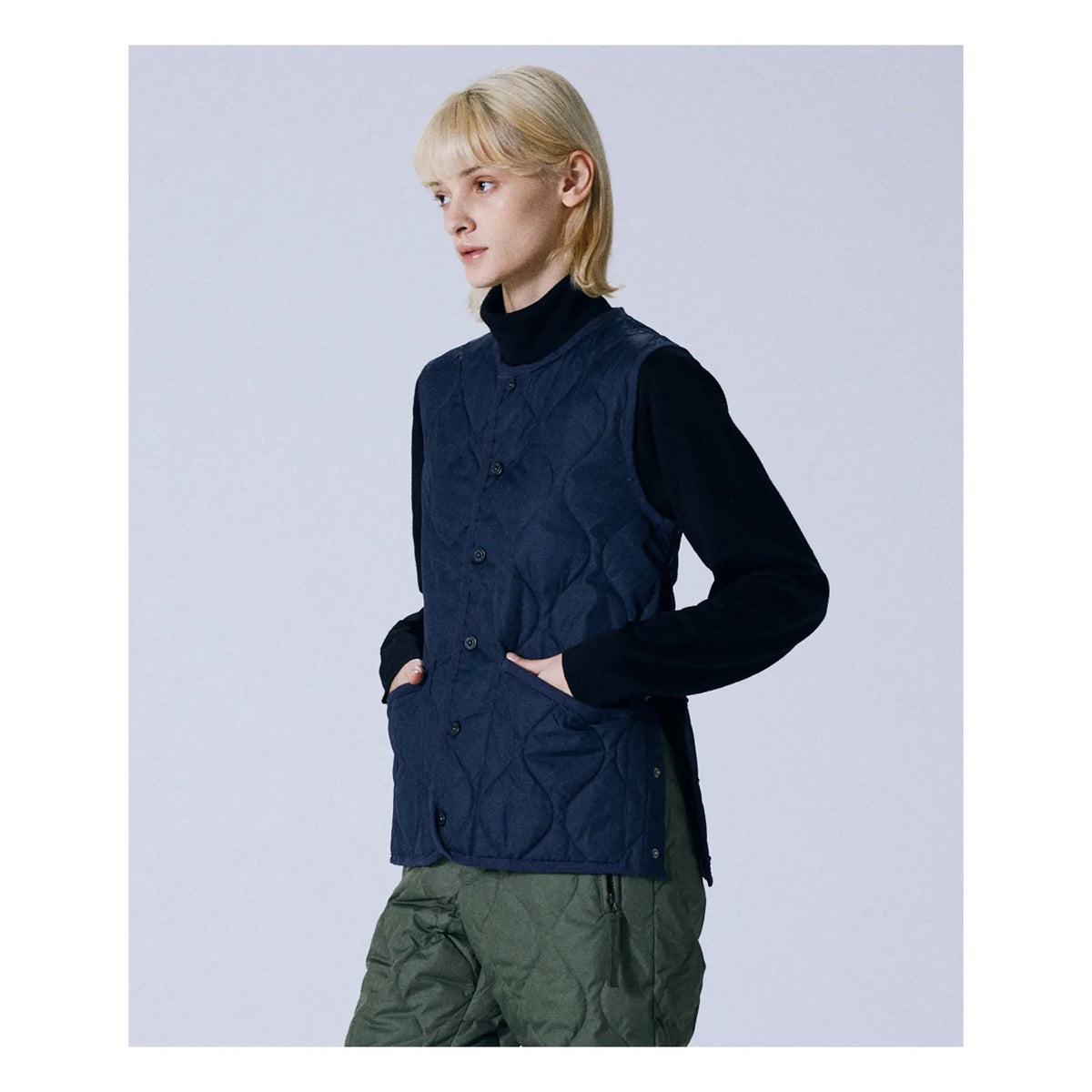 Taion - Unisex Askeri Kolsuz Ceket | Lacivert