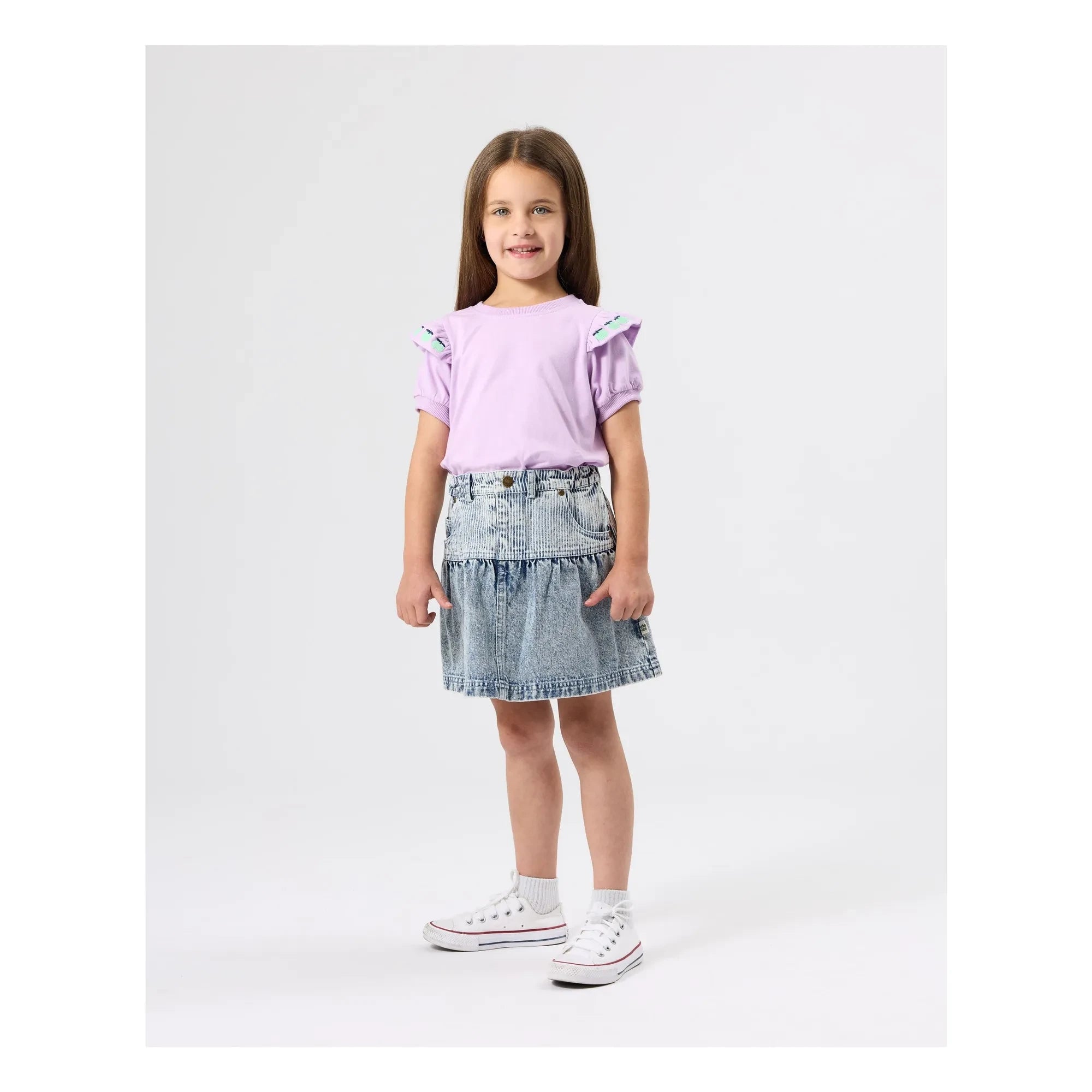 Goldie + Ace - Peplum Jeansrock | Blau