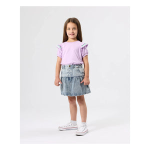 Goldie + Ace - Peplum Jeansrock | Blau
