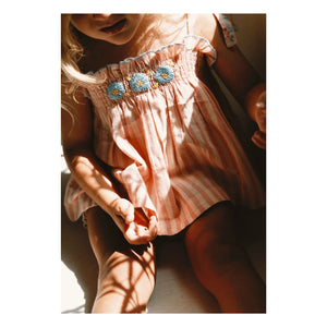 Lilinoa - Besticktes Annette Gestreiftes Oberteil | Puder