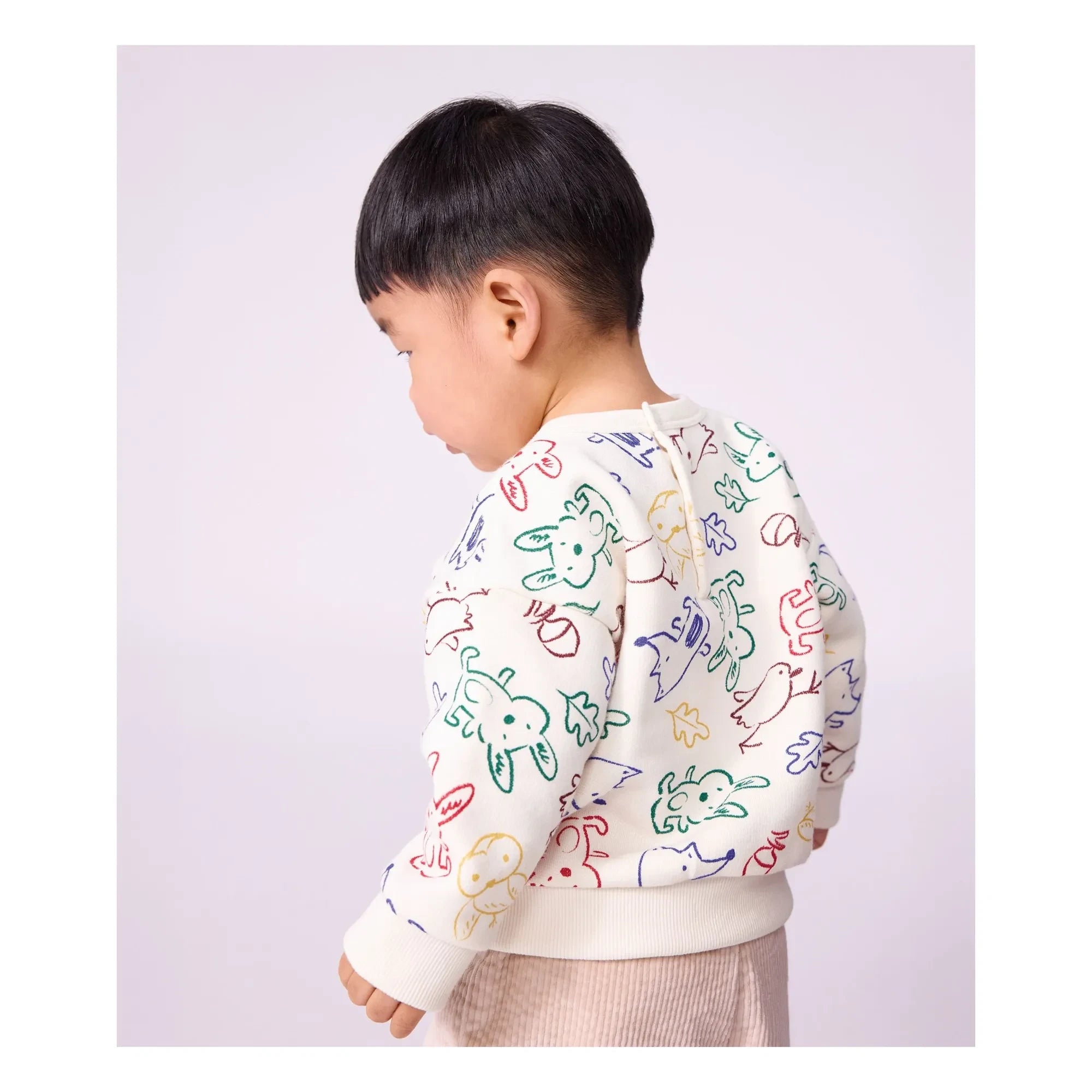 Petit Bateau - Sweat Animals Bebek Organik Pamuk | Ekru