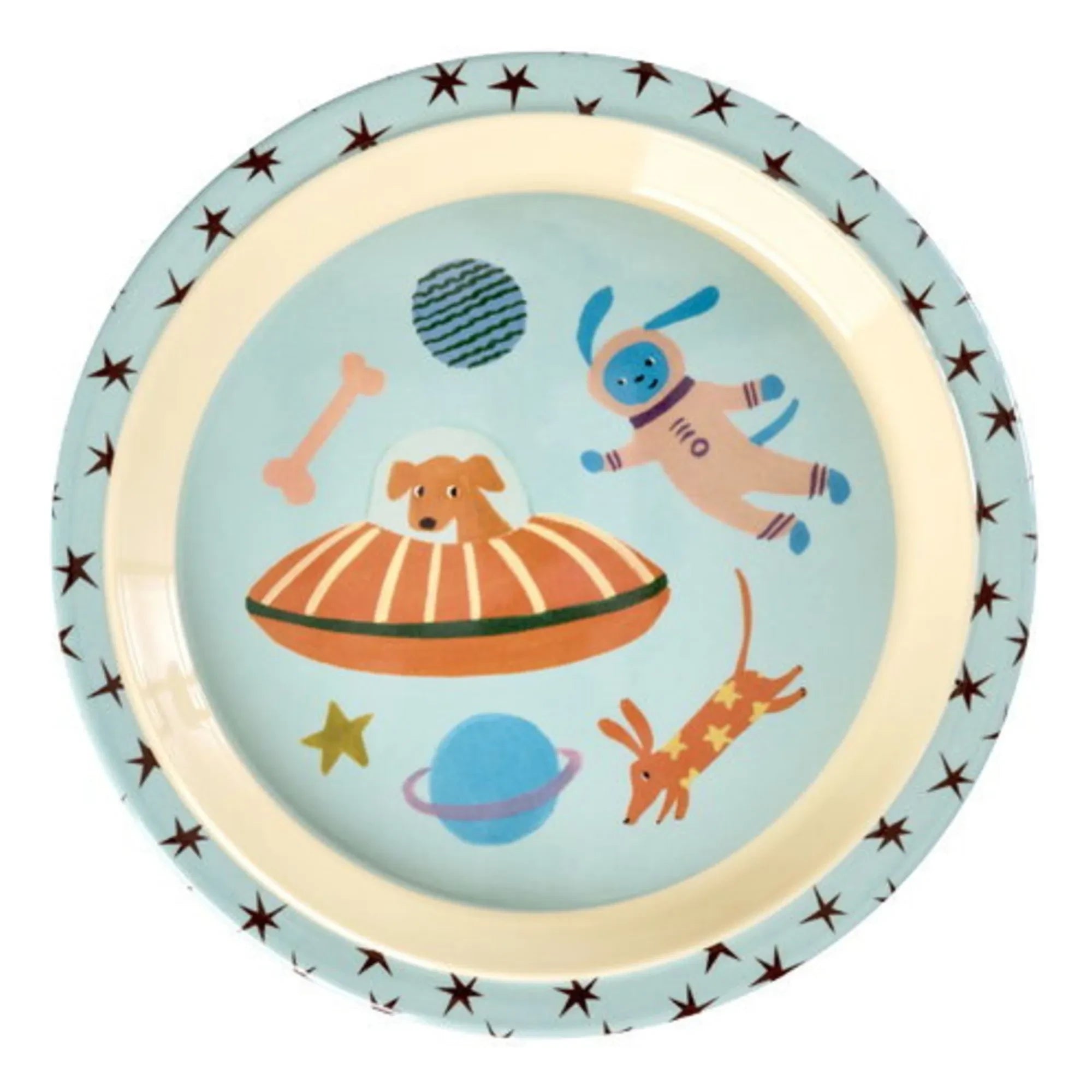 Rice - Space Dogs Melaminteller | Blau