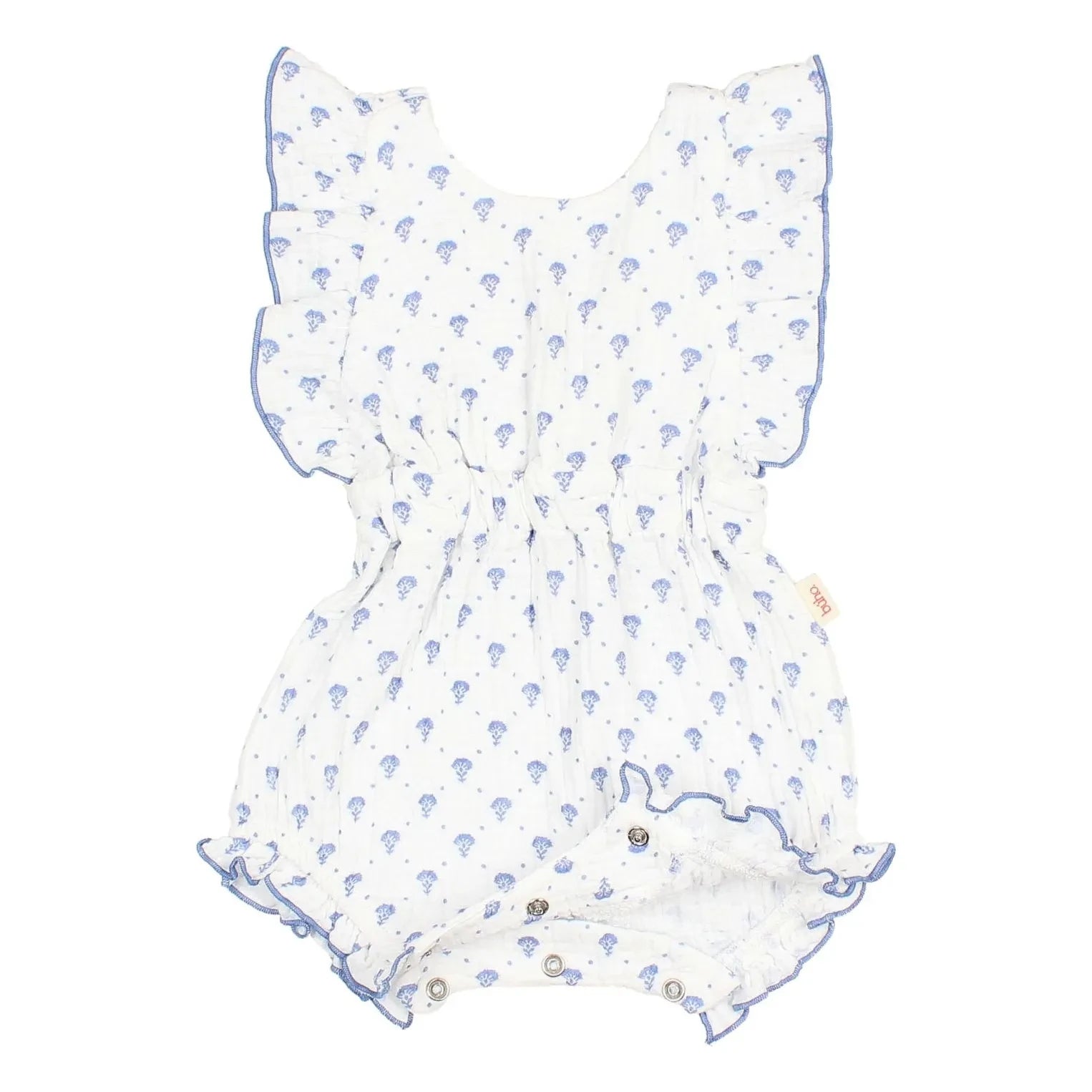Búho - Bali Shorts aus Baumwoll-Musselin mit Blumenmuster | Indigoblau