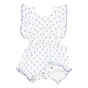 Búho - Bali Shorts aus Baumwoll-Musselin mit Blumenmuster | Indigoblau