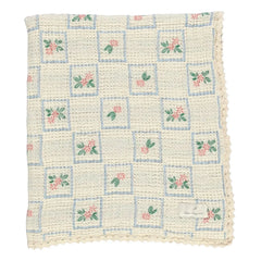 Bebe Organic - Bio-Baumwoll-Waffeldecke mit Blumenmuster | Ecru