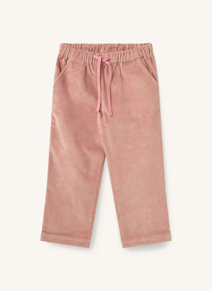 Copenhagen Colors - Organik Pamuklu Nervürlü Kadife Büzgülü Pantolon | Toz Pembe