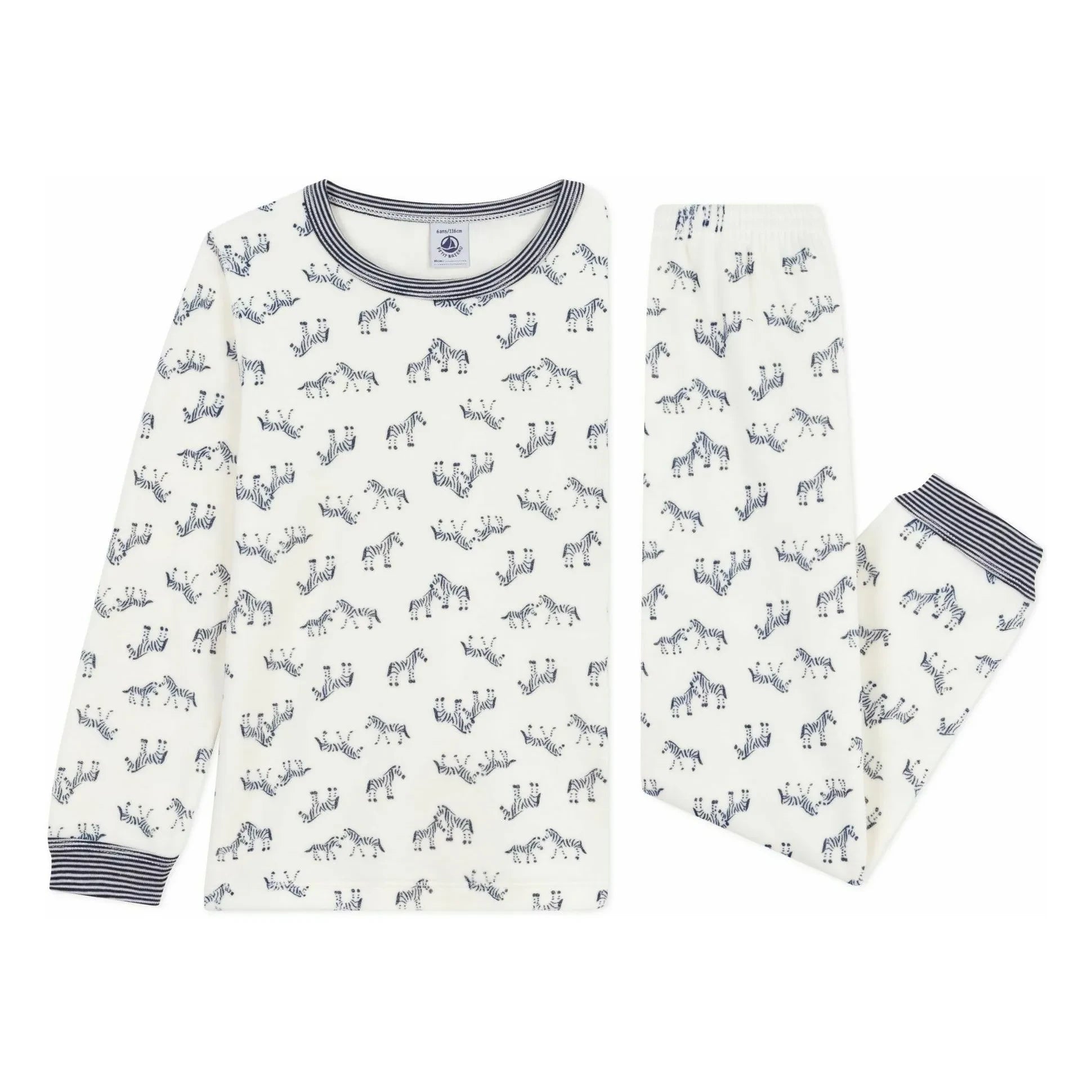 Petit Bateau - Zebra Bio-Baumwolle Pyjama | Ecru