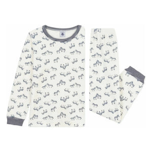 Petit Bateau - Zebra Bio-Baumwolle Pyjama | Ecru