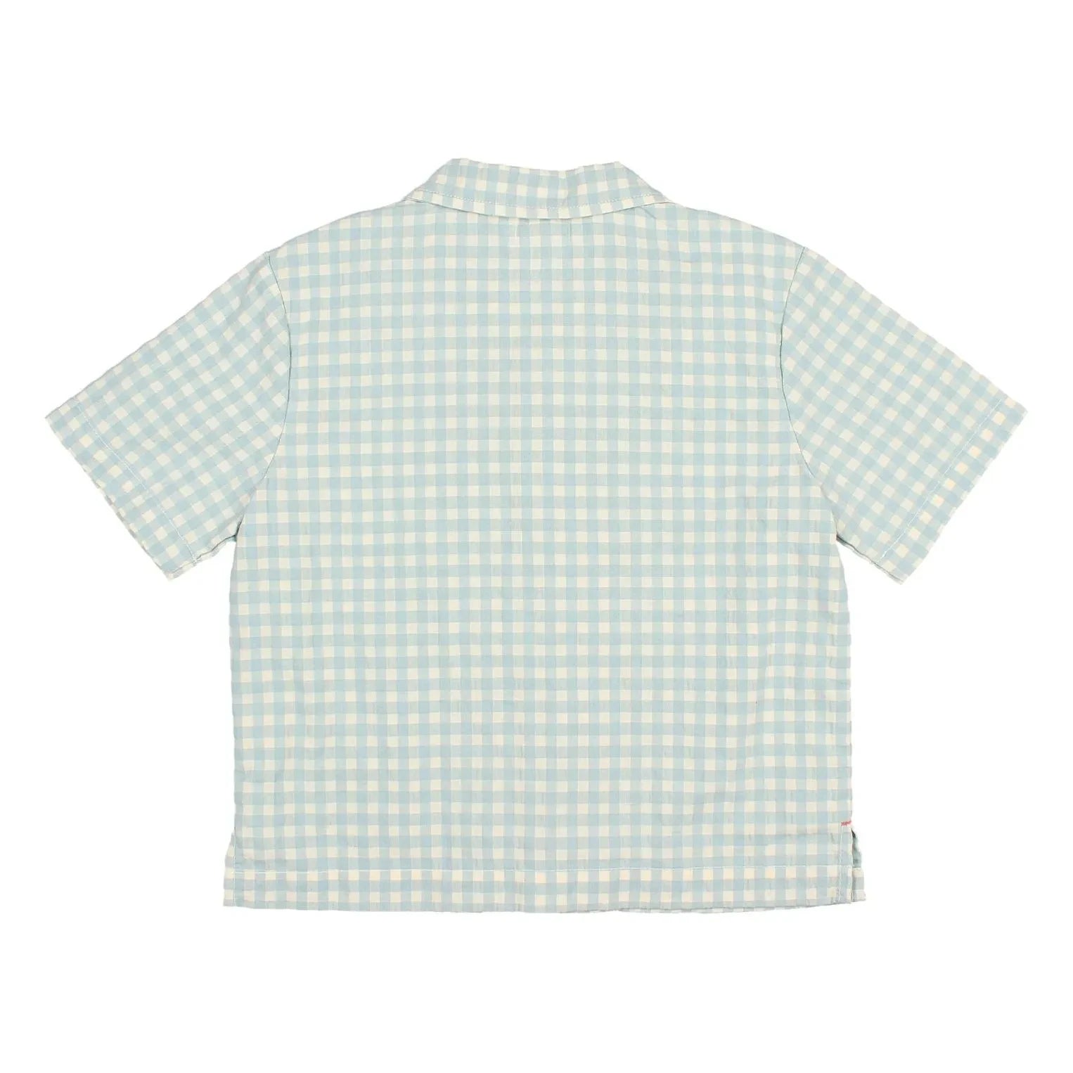 Búho - Aqua Gingham Seersucker Bio-Baumwoll-Hemd
