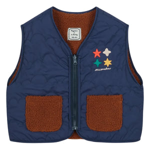 Jelly Mallow - Wendbare Farbblock-Sherpa-Weste | Marineblau