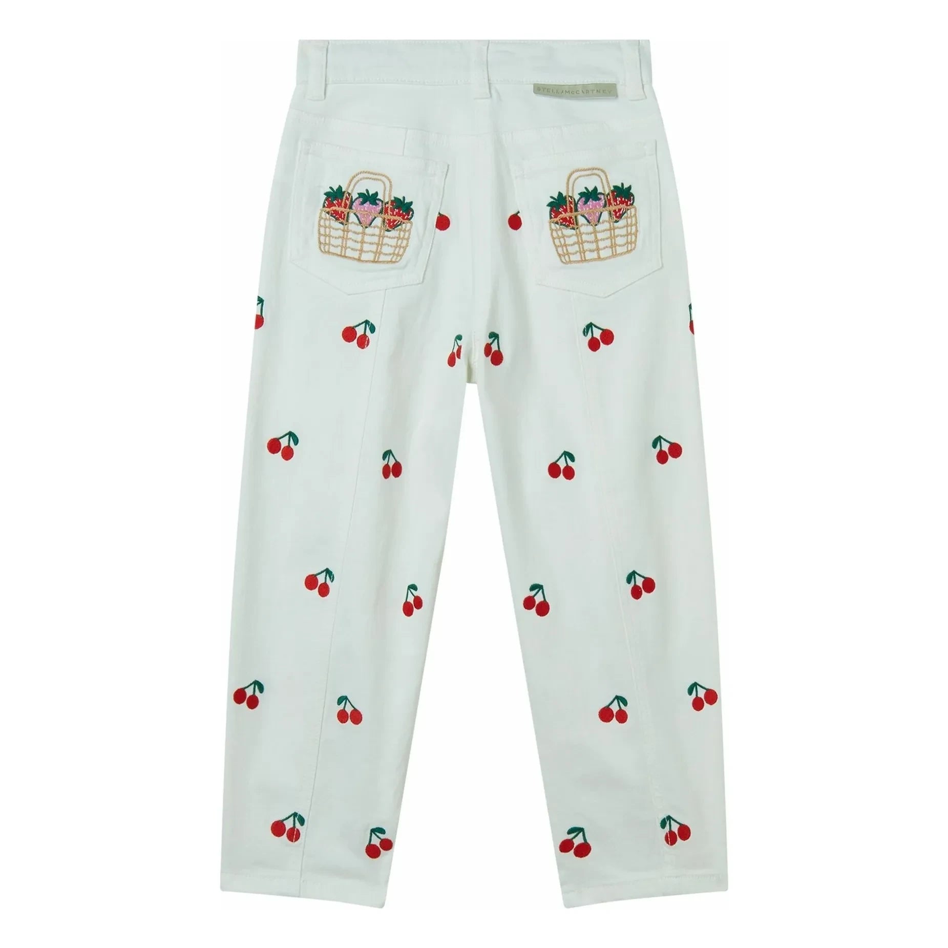 Stella McCartney Kids - Baumwollgabardine-Hose mit Kirschen | Weiß