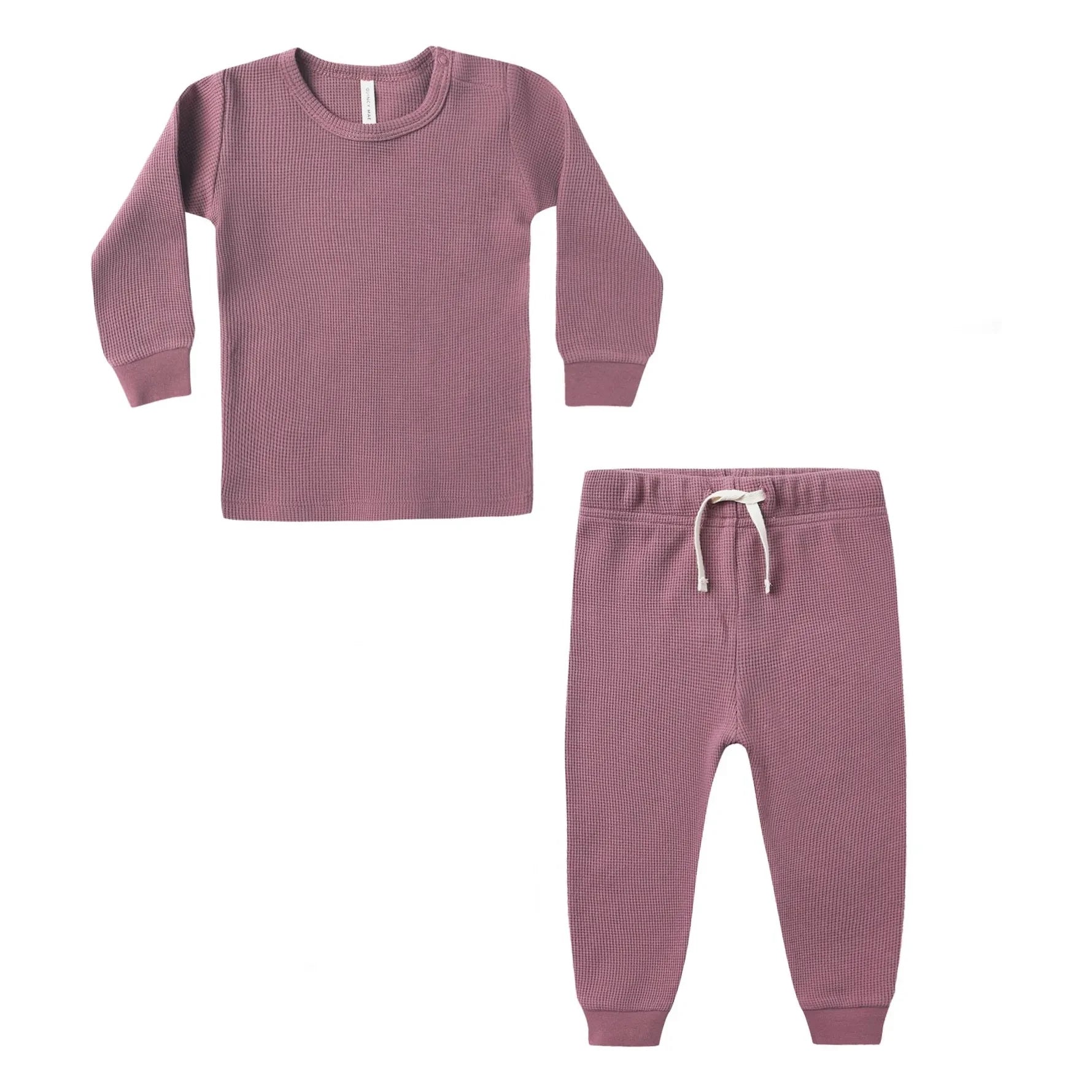 Quincy Mae – Waffel-Set aus Bio-Baumwolle mit T-Shirt und Jogginghose | Magenta