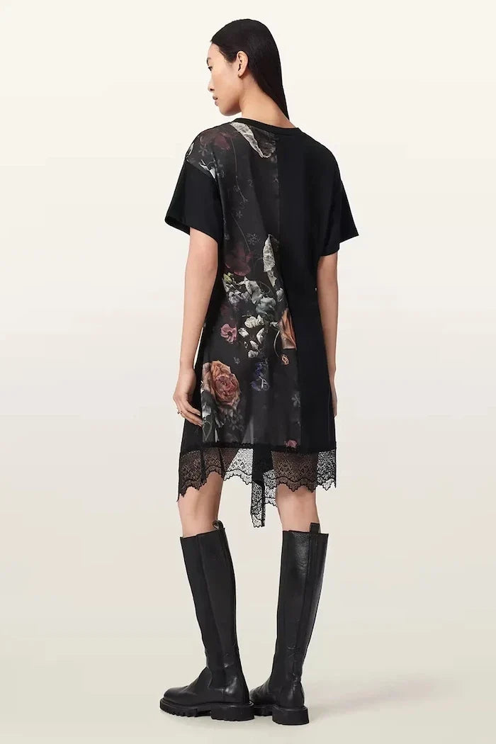 AllSaints asimetrik LANA LACE elbise