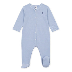 Petit Bateau - Pyjamas Dors Bien Çizgili Milleraies Organik Pamuk | Mavi