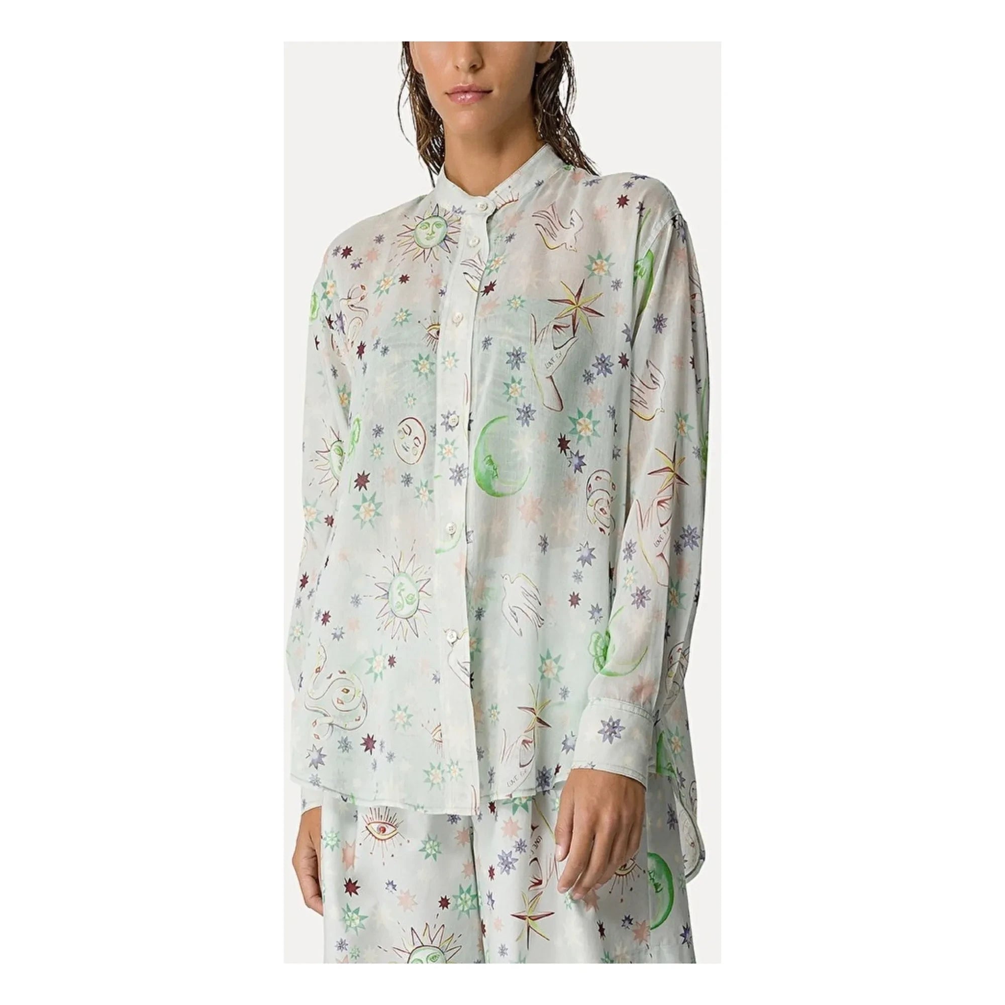 Forte Forte - Love Alchemy" Oversize-Hemd aus Baumwolle und Seiden-Voile | Hellblau