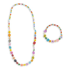 Konges Sløjd - Rosa Blumen Halskette und Armband Set