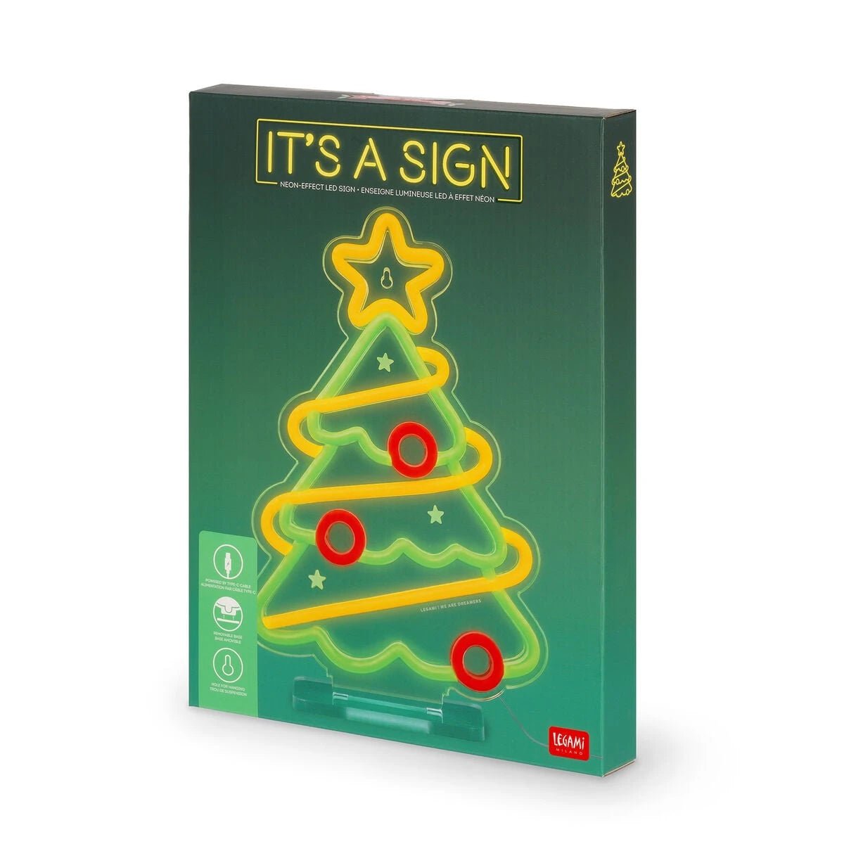 Legami - Neon-Effekt LED Lampe - Weihnachtsbaum - Es ist ein Zeichen