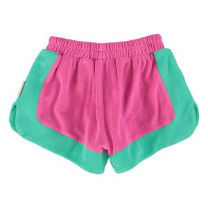 Piupiuchick - Organische Baumwoll-Frottee-Shorts mit Farbblock-Design | Fuchsia