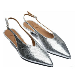 Lachoix - Metallic-Absatzschuh mit offener Ferse | Silber