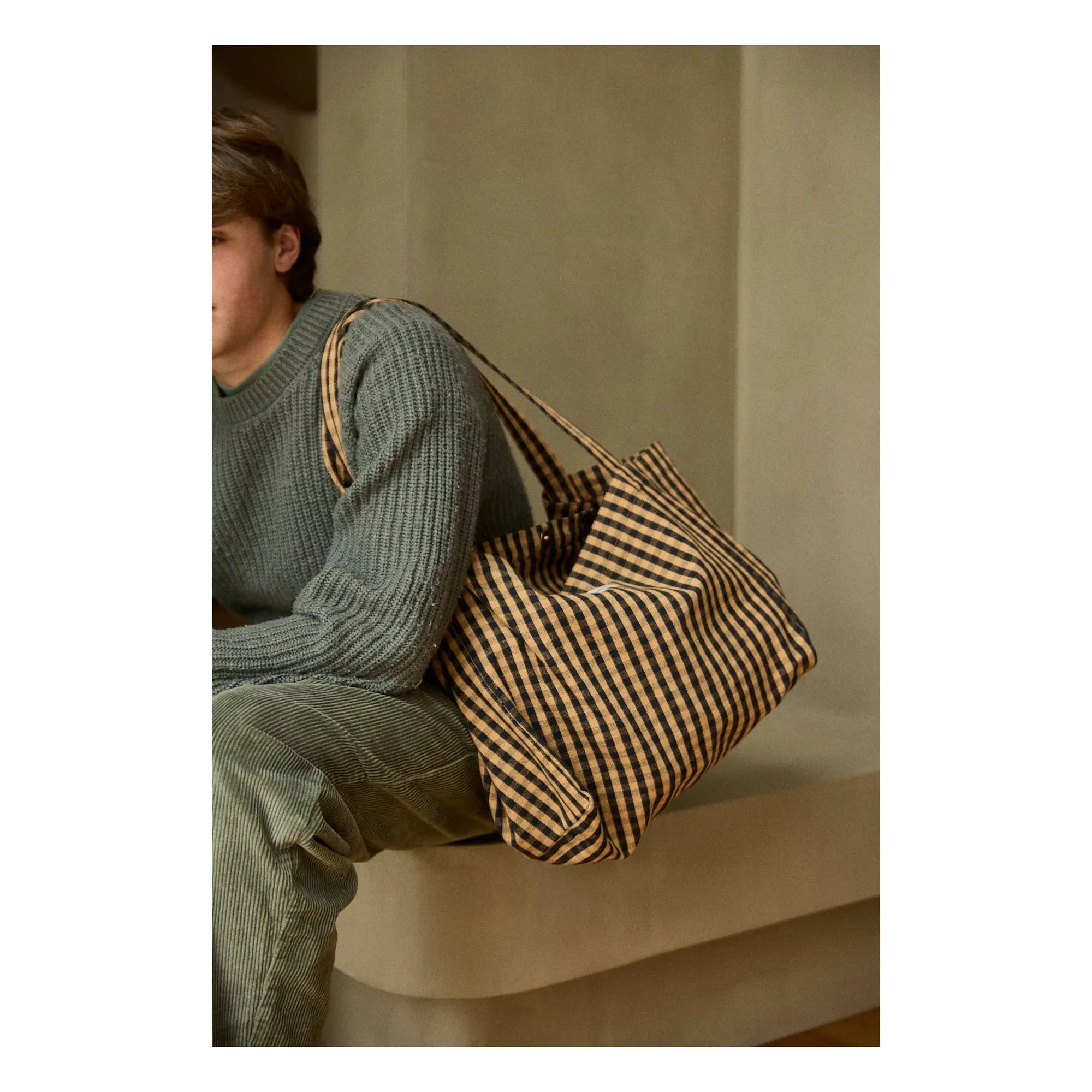 Gabrielle Paris - Vichy Tasche | Kaffee