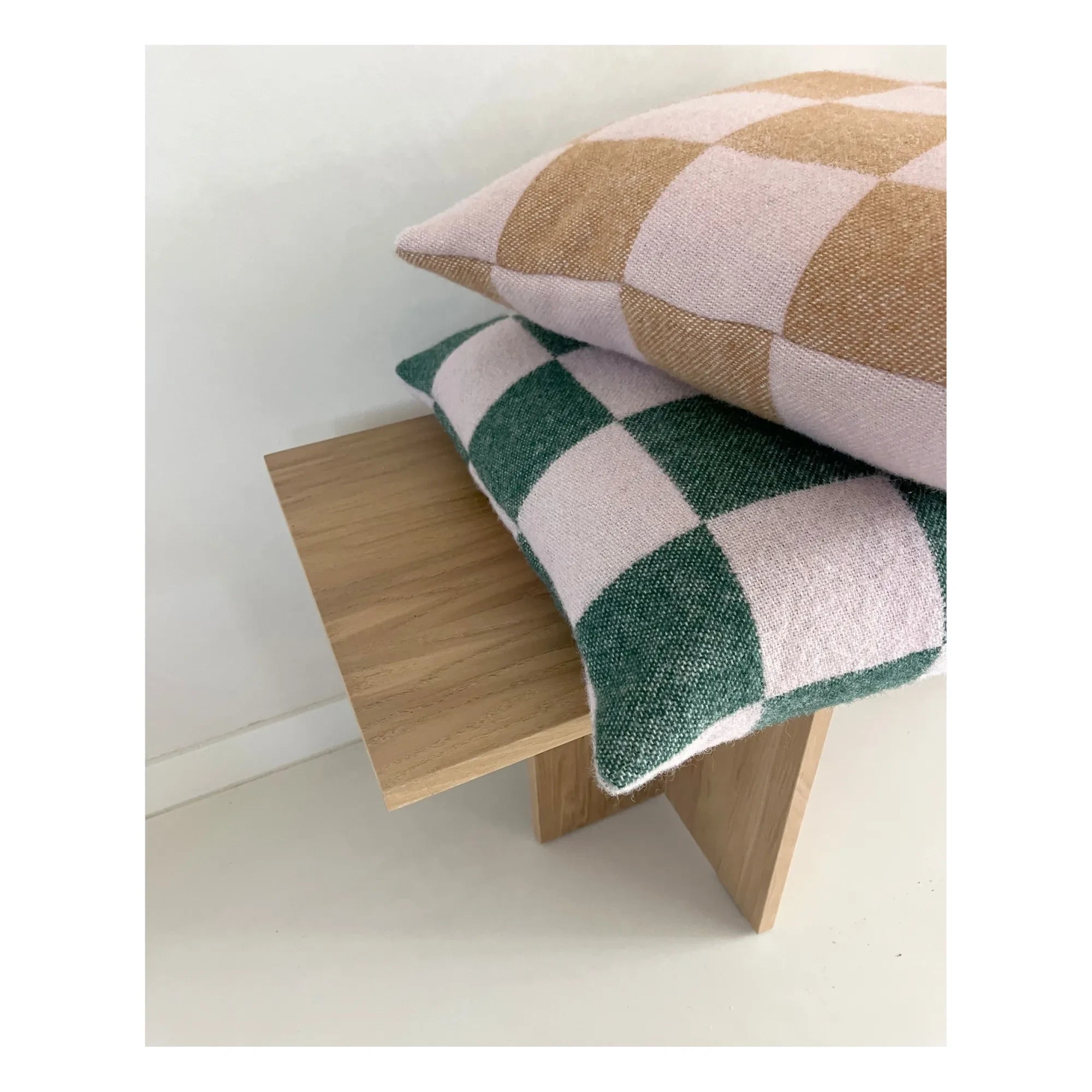 Maison Deux - Damier Wollkissenbezug | Terrakotta